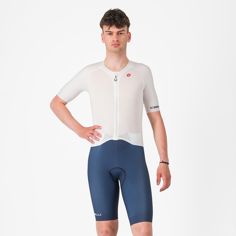 Castelli SANREMO BTW X2 Men Speedsuits White Blue | PU3826457