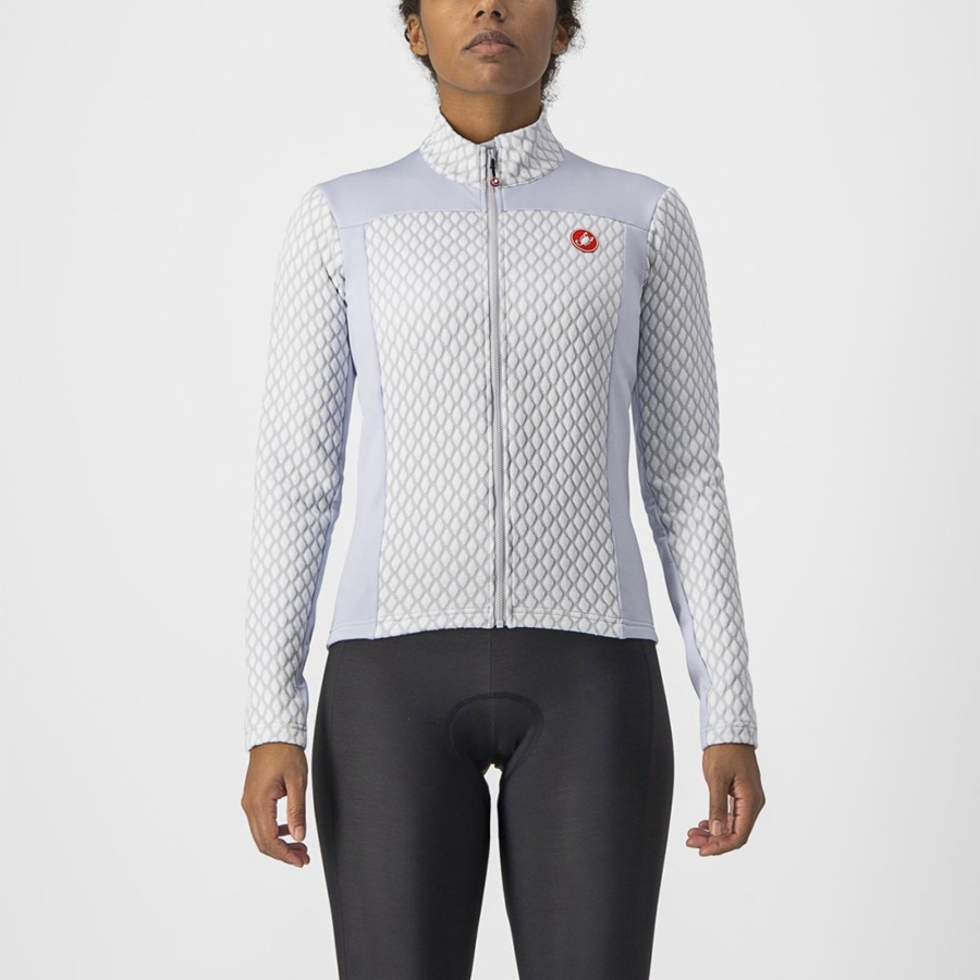 Castelli SFIDA 2 FZ Women Jersey Silver Grey / White | KW9548273