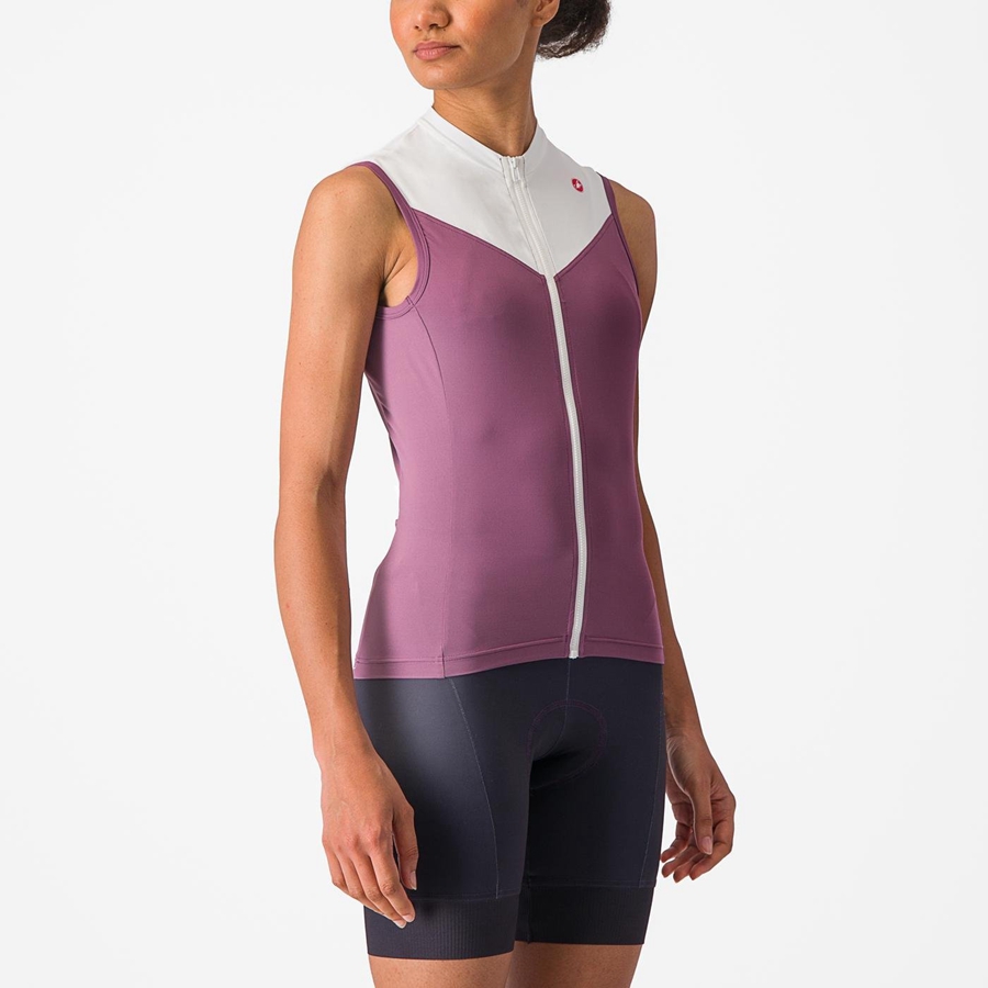 Castelli SOLARIS SLEEVELESS Women Jersey Deep Purple / White | FO5216740