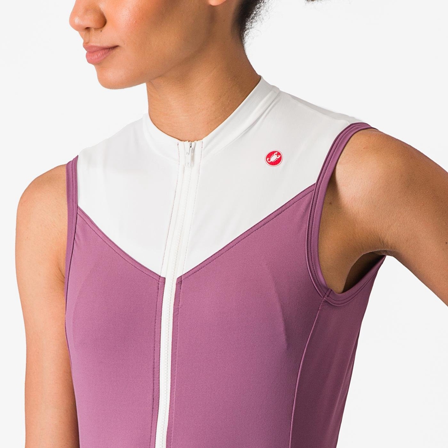 Castelli SOLARIS SLEEVELESS Women Jersey Deep Purple / White | FO5216740