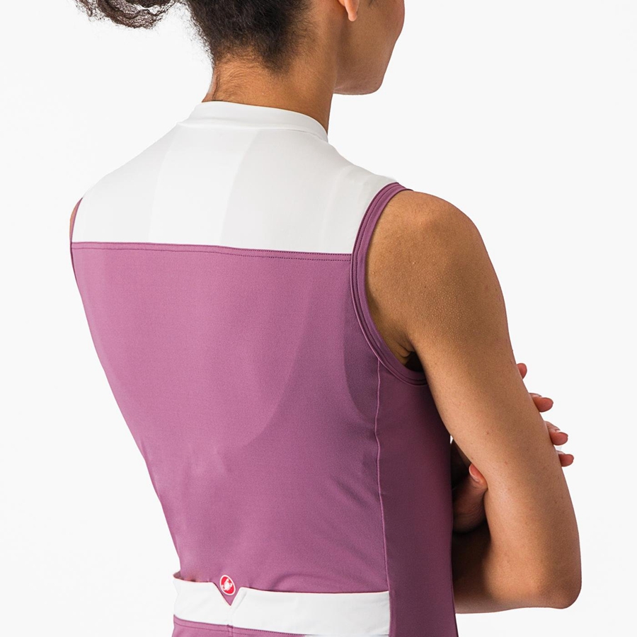 Castelli SOLARIS SLEEVELESS Women Jersey Deep Purple / White | FO5216740