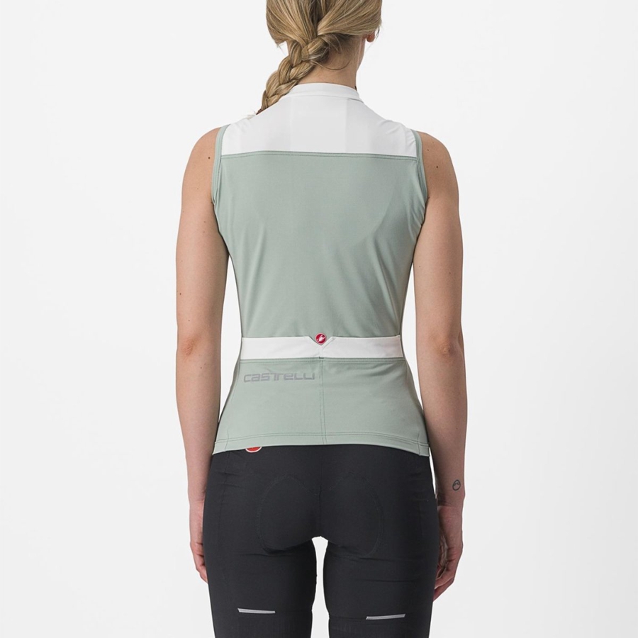 Castelli SOLARIS SLEEVELESS Women Jersey Green / White | UR2406859