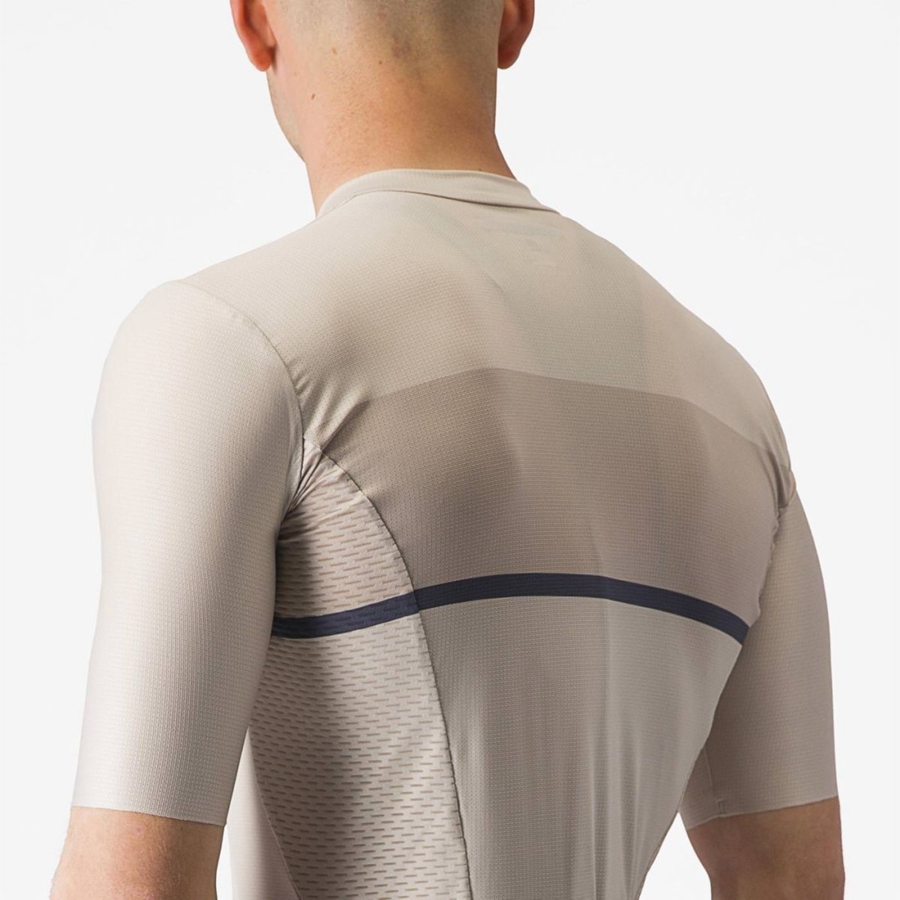 Castelli TRADIZIONE Men Jersey Silver / Blue | OU1780596