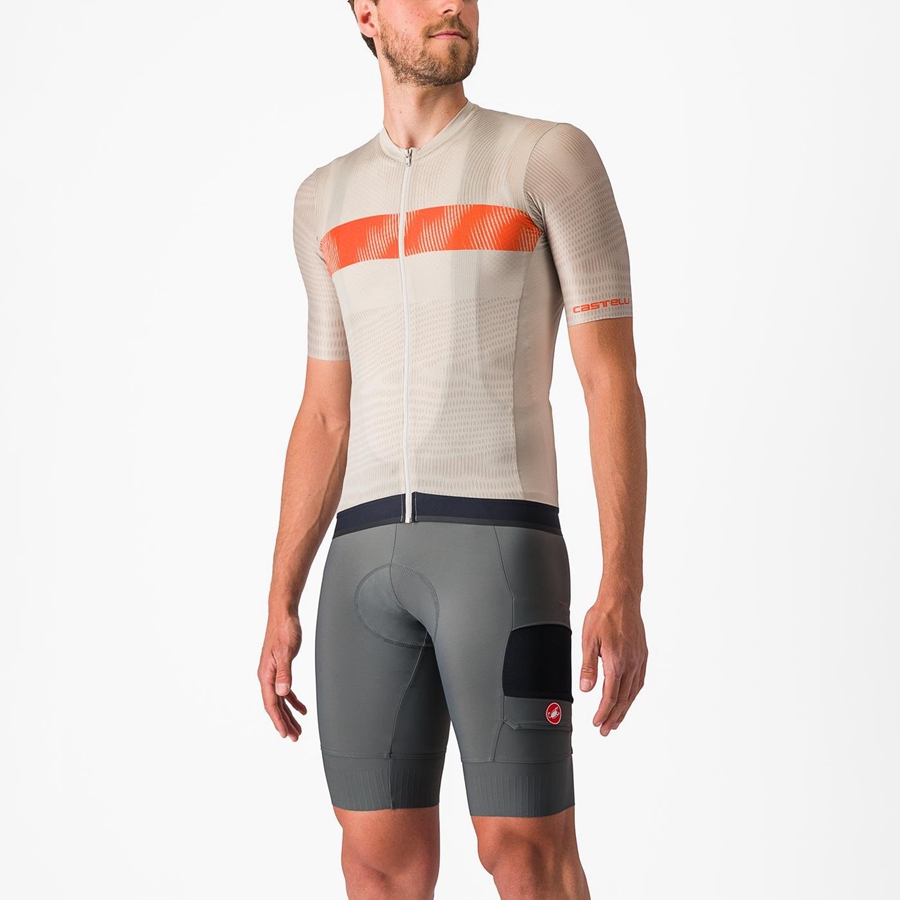 Castelli UNLIMITED ENDURANCE Men Jersey Silver / Orange Red | WI5246091