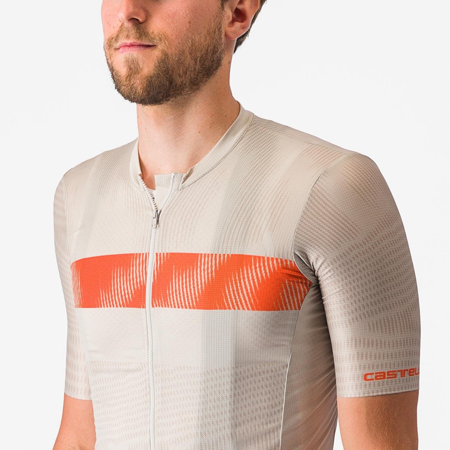 Castelli UNLIMITED ENDURANCE Men Jersey Silver / Orange Red | WI5246091