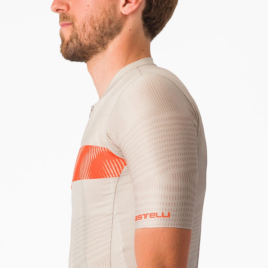 Castelli UNLIMITED ENDURANCE Men Jersey Silver / Orange Red | WI5246091