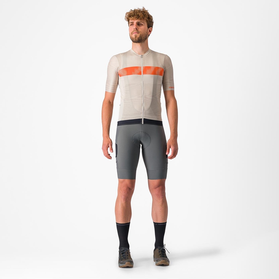 Castelli UNLIMITED ENDURANCE Men Jersey Silver / Orange Red | WI5246091