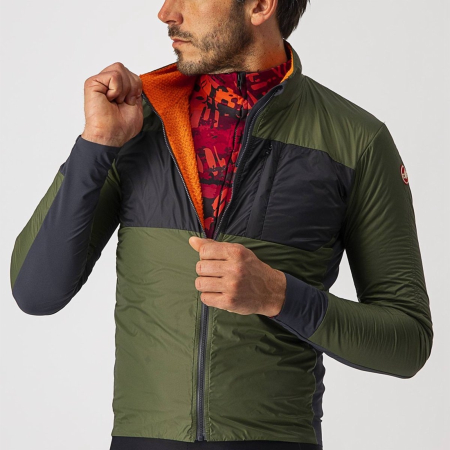 Castelli UNLIMITED PUFFY Men Jackets Light Green / Dark Grey | JY5624301